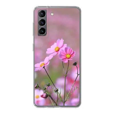 Produktbild von MuchoWow® Handyhülle Schutzhülle Hülle für Samsung Galaxy S21 Blumen - Draußen - Rosa Silikon Softcase Handy Hülle - Softcase