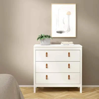 Image de Sagar - Commode, 82x38x80h cm Blanc, 3 Tiroirs