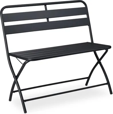 Zdjęcie produktu dla Ławka ogrodowa - Składana - Siedzisko - Odporna na warunki atmosferyczne - Metalowa - 83,5 x 90 x 49 cm - Do ogrodu - Na balkon - Kolor antracyt