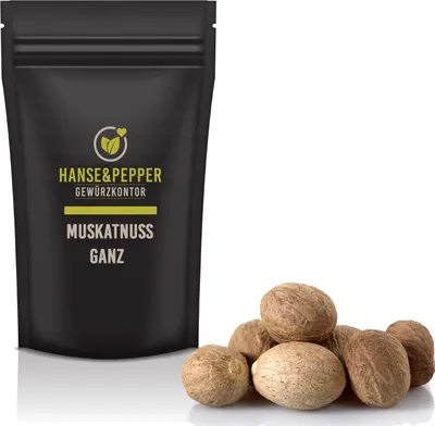 Produktbild von 25 Stück Muskatnuss ganz Muskatnüsse natürlich vom Hanse&Pepper Gewürzkontor - Gourmet Serie