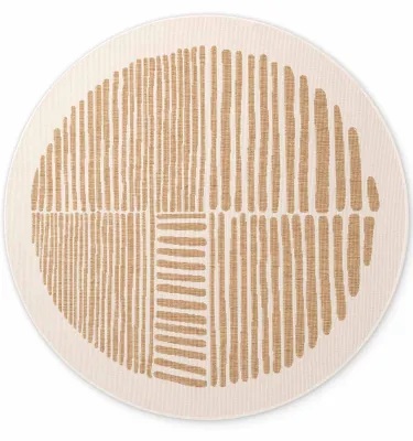 Immagine prodotto di Tappeto rotondo "Bounds" di Ted Baker, in fibra piatta, resistente agli agenti atmosferici, facile da pulire, color beige