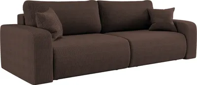 A brown sofa with two cushions on a white background.