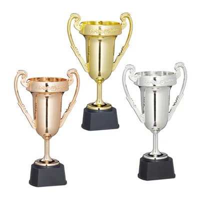Produktbild von 12 x Pokal, Sport und Feste, Wanderpokal ohne Gravur, Kunststoff, Henkelpokal, HxBxT: 22,5 x 13,5 x 8,5 cm, mehrfarbig