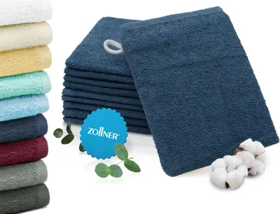 Produktbild von 10er-Set Waschhandschuhe, Baumwolle, 16x21 cm, 400g/qm, marine (dunkelblau)
