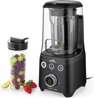 Immagine prodotto di ETA VITAL BLEND VACO Frullatore da tavolo ETA410090000, 1500 W, contenitore da 1,3 l, fino a 32 0000 giri/min, funzione PULSE, miscelazione sottovuoto, titanio, BlendeX Aero, senza BPA