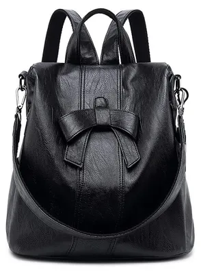 Produktbild von Diebstahlsichere Damenrucksack aus Kunstleder mit Schleife