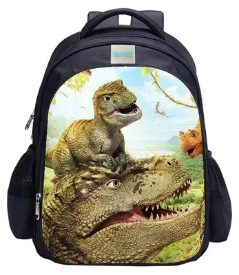 Immagine prodotto di Zaino per bambini con motivo dinosauri, dimensioni 42x32x17 cm, realizzato in nylon idrorepellente