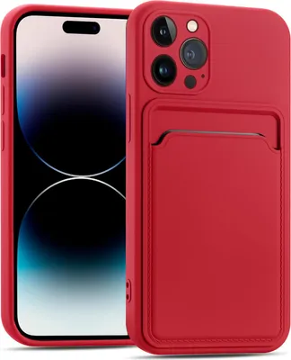 Zdjęcie produktu dla Etui na telefon komórkowy iPhone 15 Pro Max silikonowe etui ochronne z otworem na kartę Slim Cover, czerwone