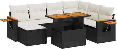 Produktbild von vidaXL 8-tlg. Garten-Sofagarnitur mit Kissen Schwarz Poly Rattan