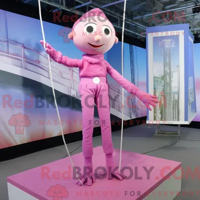 Produktbild von Rosa REDBROKOLY Seiltänzer-Maskottchenkostüm mit Strampler und Schalklammern