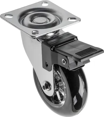 Produktbild von GTV - Möbelrolle BRAZYLIA mit Feststeller - Lenkrollen für Möbel - Stahl/PC/PU - Durchmesser 75 mm - Schwenkräder 360 Grad - Gesamtlast pro Rolle 64 kg - schwarz