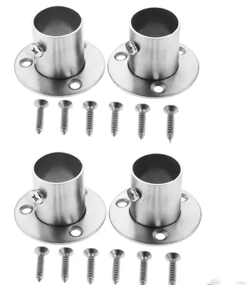 Productafbeelding van Set van 4 roestvrijstalen flenzen voor kledingstanghouder 22 mm