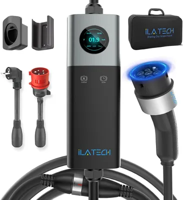 Image de Borne de recharge mobile 22 kW - Triphasée - Type 2 - 32A - 5 mètres - IP66 - Courant réglable