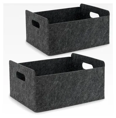 Produktbild von Filzkorb zur Aufbewahrung, Organizer-Box für Schrank und Regal, faltbarer Aufbewahrungskorb, Filzbox für Zuhause und Büro, Schwarz (2 Stück)