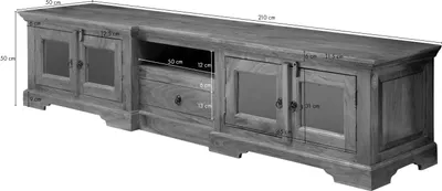 Image de MASSIVMOEBEL24 | Meuble TV 210x50 Acacia laqué Miel OXFORD #0339