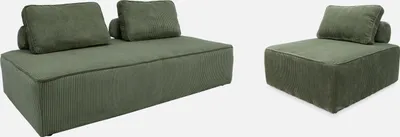 Produktbild von sweeek - Sessel und 2-Sitzer Sofa mit Cordbezug - Grün