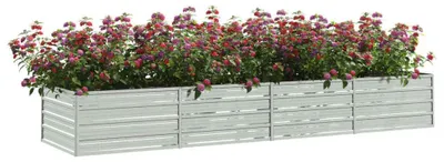 Produktbild von Hochbeet Metall Pflanzbeet für Gemüse Blumen und Kräuter Gartenbeet Pflanzkasten aus Stahl für Balkon Terrasse und Garten Bepflanzung Silber 100 x 40 x 45 cm B x B x H