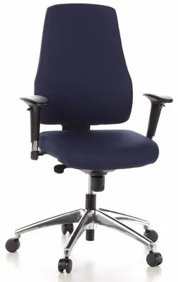 Produktbild von hjh OFFICE Profi Bürostuhl PRO-TEC 200 Ergonomischer Schreibtischstuhl mit Armlehnen (höhenverstellbar) Stoff Dunkelblau Drehstuhl für Büro, Zuhause