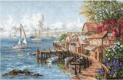 Produktbild von Luca-S Kreuzstich Set "Seehafen", Zählmuster, 59x38cm