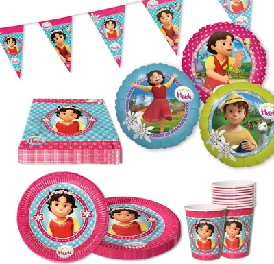 Produktbild von Heidi 51-tlg. Party Set – Geburtstag Deko mit Bechern Tellern Servietten Ballons