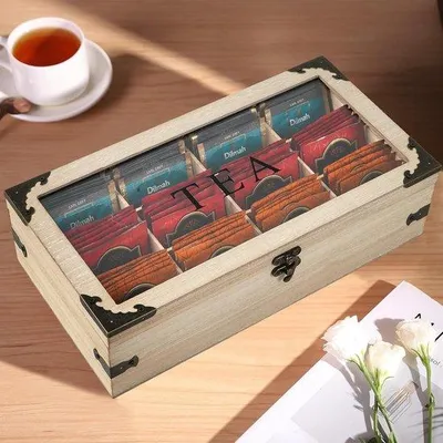 Image de Coffret en bois à 12 compartiments, style vintage