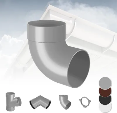 Produktbild von RAINWAY S Regenrinnen System (Rohrbogen 87° einfach grau) - PVC-U Kunststoff in 4 Farben, für Dachflächen < 100m² empfohlen, Eckstück Bogen 87 Grad