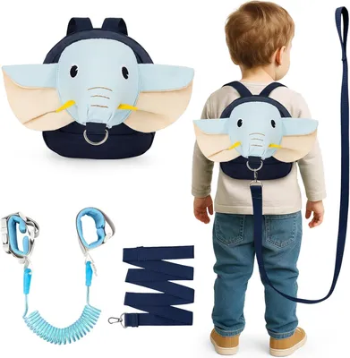 Imagen del producto de Mochila de apoyo para aprender a caminar para bebés, 3 en 1, ajustable, azul, con correas de seguridad para niños
