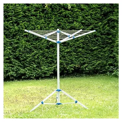 Produktbild von Klappbare Camping-Wäschespinne 2,85 kg 15 m Trockenleinenlänge 4 Erdspieße vierarmig Aluminium Wäscheständer