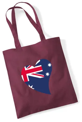 Produktbild von Huuraa Jutebeutel Australien Flagge Herz 10 Liter Burgundy Baumwolle Tasche Geschenkidee