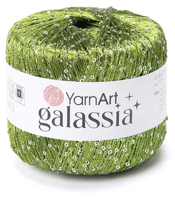 Produktbild von YarnArt Galassia 5816 Paillettengarn Olivgrün Silber 25g