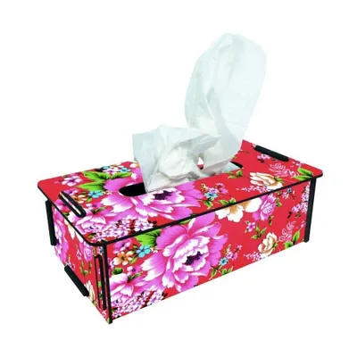 Produktbild von Tissue-Box 'Blumenmuster Rot'