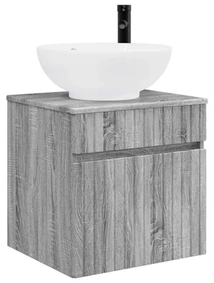 Image de vidaXL Meuble-lavabo mural, couleur Sonoma gris