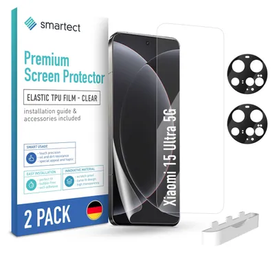 Produktbild von 2x TPU Schutzfolie Klar für Xiaomi 15 Ultra 5G + 2x Kameraschutz Panzerfolie