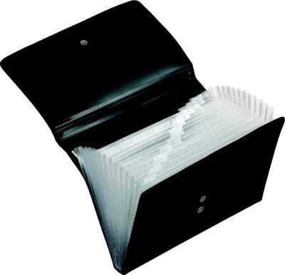 Produktbild von Fächertasche mit 12 Registerfächer und Magnetverschluss schwarz Packung mit 6 Stück