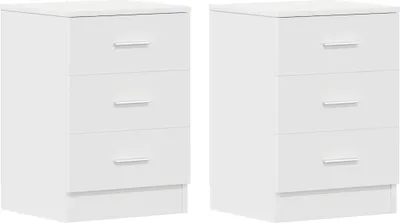 Obrázok produktu pre vidaXL Nočné stolíky 2 ks. Biely 38x35x56 cm odvodený drevený výrobok