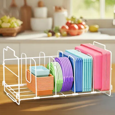 Obrázok produktu pre Nastaviteľný organizér na pokrievky do kuchyne a do skrine, s 4 priehradkami
