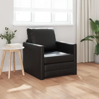 Produktbild von Futon Sofa Bett 2-in-1 Schwarz 74x77x81 cm Kunstleder, Schlafsofas DesignMöbel Neu