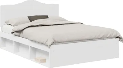 Image de Cadre de lit avec tête de lit Blanc 150 x 200 cm Pin massif