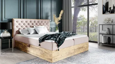 Produktbild von Boxspringbett CHANTELLE 3 – 140x200, Rosa + GRATIS Topper