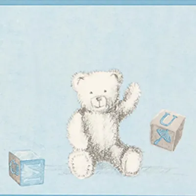 Produktbild von Casadeco Douce Nuit Bordüre Teddybär grau blau
