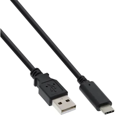 Produktbild von InLine USB 2.0 Kabel, USB-C Stecker an A Stecker, schwarz, 2m, 2 m, USB C, USB A, USB 2.0, Stecker/Stecker, Schwarz