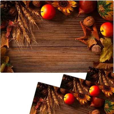 Produktbild von Abwaschbare Tischsets 4er Set Landhaus-Stil Herbst-Ernte Holz-Optik
