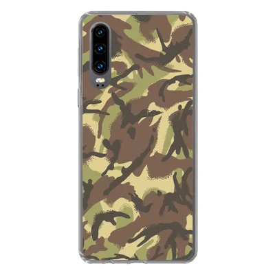 Produktbild von MuchoWow® Handyhülle Schutzhülle Hülle für Huawei P30 Camouflage-Muster in natürlichen Farben Silikon Softcase Handy Hülle - Kartenbesitzer