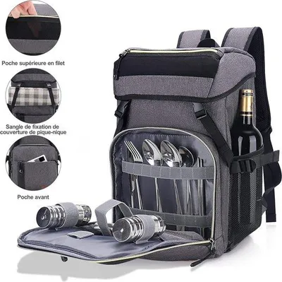 Produktbild von Isolierte Picknicktasche, 30L, groß, dunkelgrau, für Reisen, Strand, Wandern, Camping