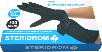 Produktbild von Einmalhandschuhe 100er-Box schwarz TPE Einweghandschuhe Größe XL