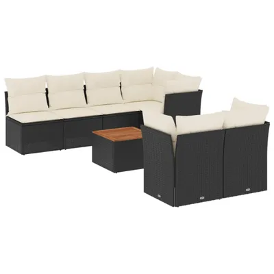 Produktbild von vidaXL 8-tlg. Garten-Sofagarnitur mit Kissen Schwarz Poly Rattan