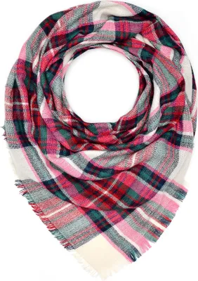 Produktbild von Damen XXL Strickschal Winterschal Karo Oversize großer Schal kariert Karoschal Dreieckstuch Autiga® pink