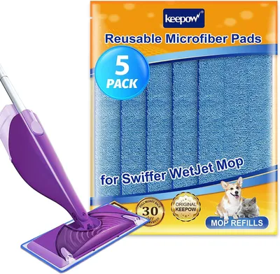 Mikrofaser-Wischpads, 5 Stück, waschbar, blau
