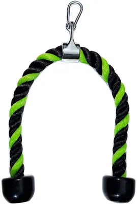 Immagine prodotto di Ibenzoa® Adattatore per cavi per l'allenamento dei tricipiti – 27 pollici (68,6 cm), tessuto in nylon nero e rosso, impugnature in gomma larga, giunto metallico, compatibile con macchine per cavi