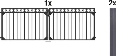Produktbild von Alberts Doppeltor-Set für Zaunsystem Circle, Höhe 100 cm, Breite 300 cm, matt schwarz, zum Einbetonieren